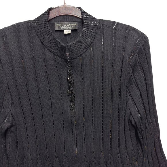RARE St. John Evening Sequins Thick Wool Santana Knit Jacket Coat - Picture 2 of 9